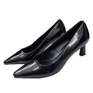 Steve Madden Womens Pointed Toe Kitten Heel Pumps in Black Patent  8.5